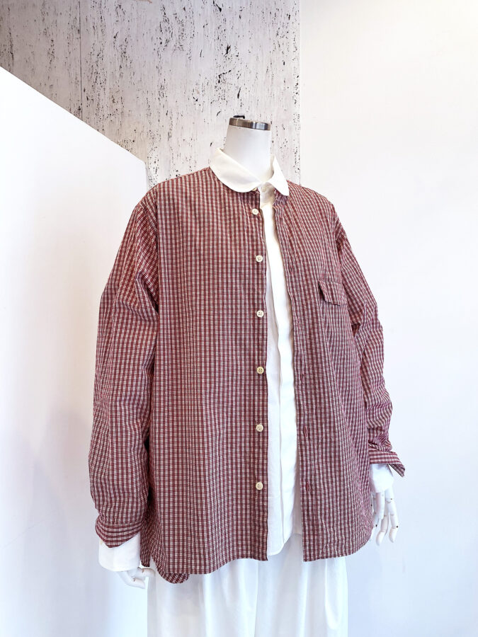 Masnou designマスノウデザイン/ 202 SHIRTS BAND COLLAR MINI RED – six