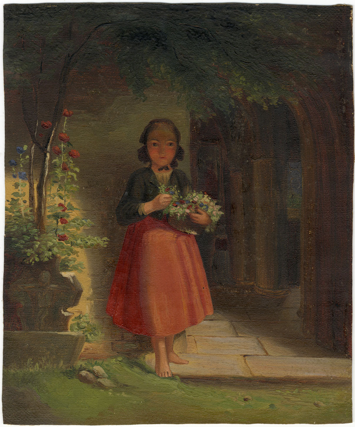 Manner of Johann Georg Meyer von Bremen, Girl with Flowers – C19th