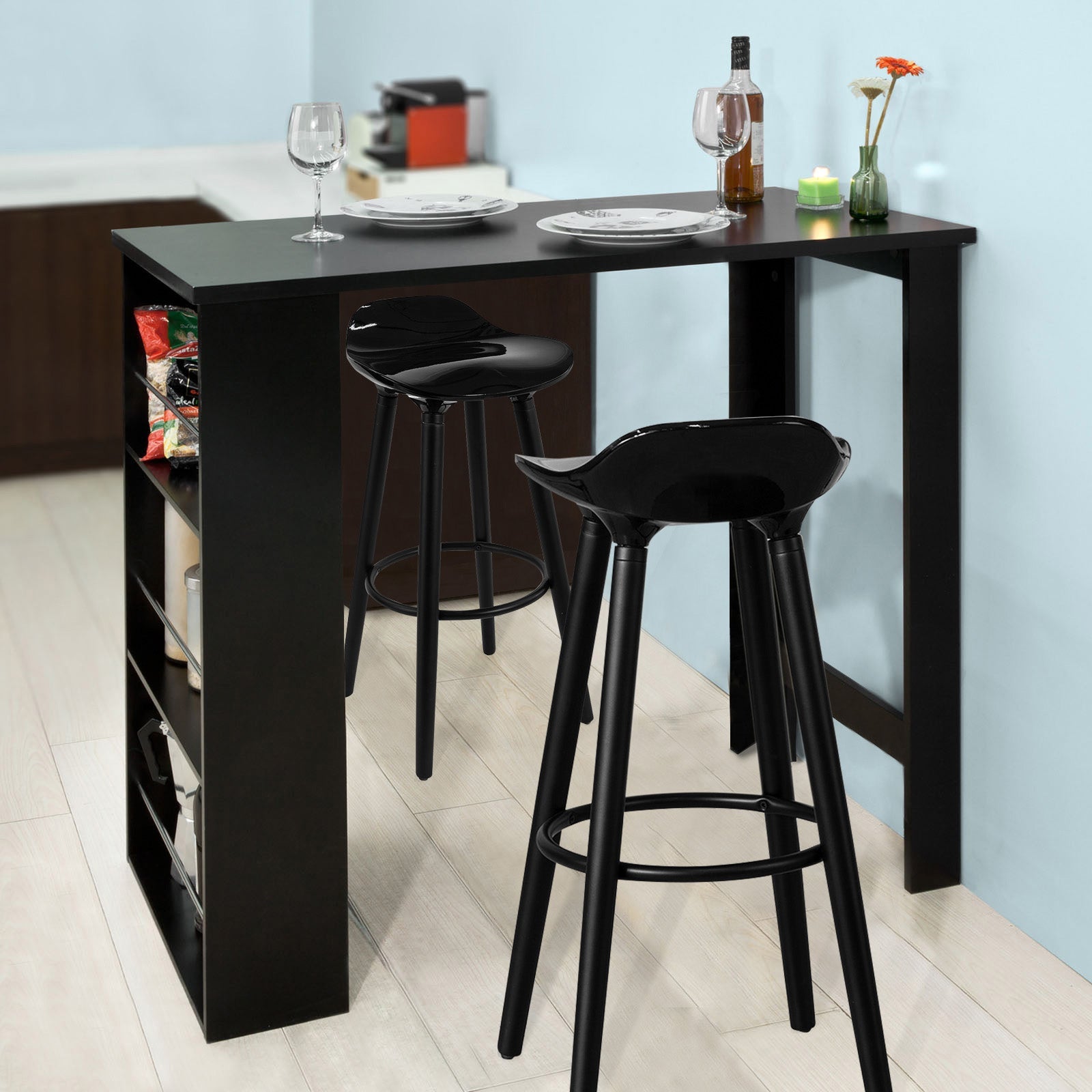 色:ブラック】SoBuy カウンターテーブル セット OGT22-SCH 色:ブラック