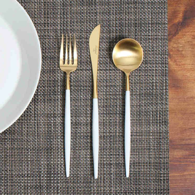 クチポール（Cutipol） GOA/ゴア ホワイトマットゴールド デザート3点