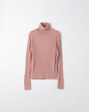 18Gワイドリブ エクストラファインメリノウール×シルク タートルネック