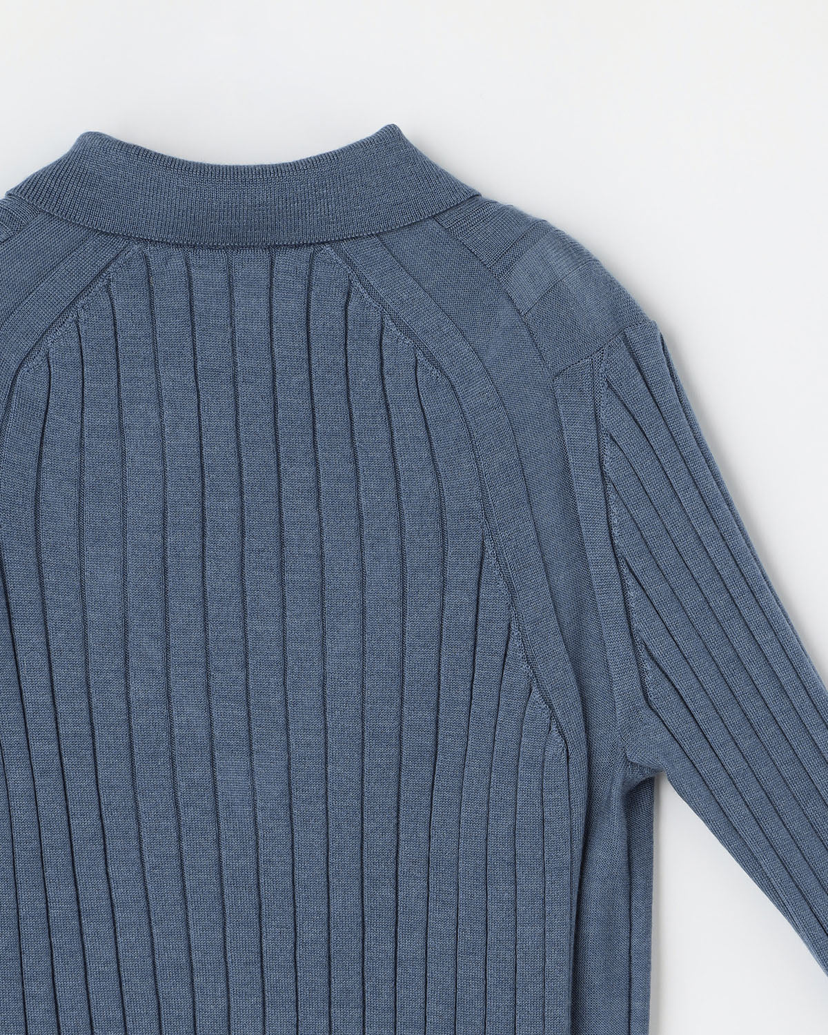 18Gワイドリブ エクストラファインメリノウール×シルク 襟付きプル