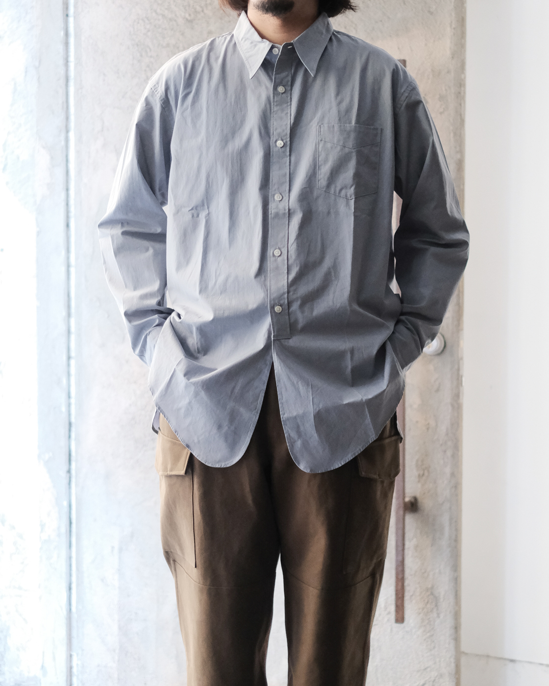 CLASSIC LONG DRESS SHIRT col.Old Sax - Sleepy PEOPLE | スリーピー