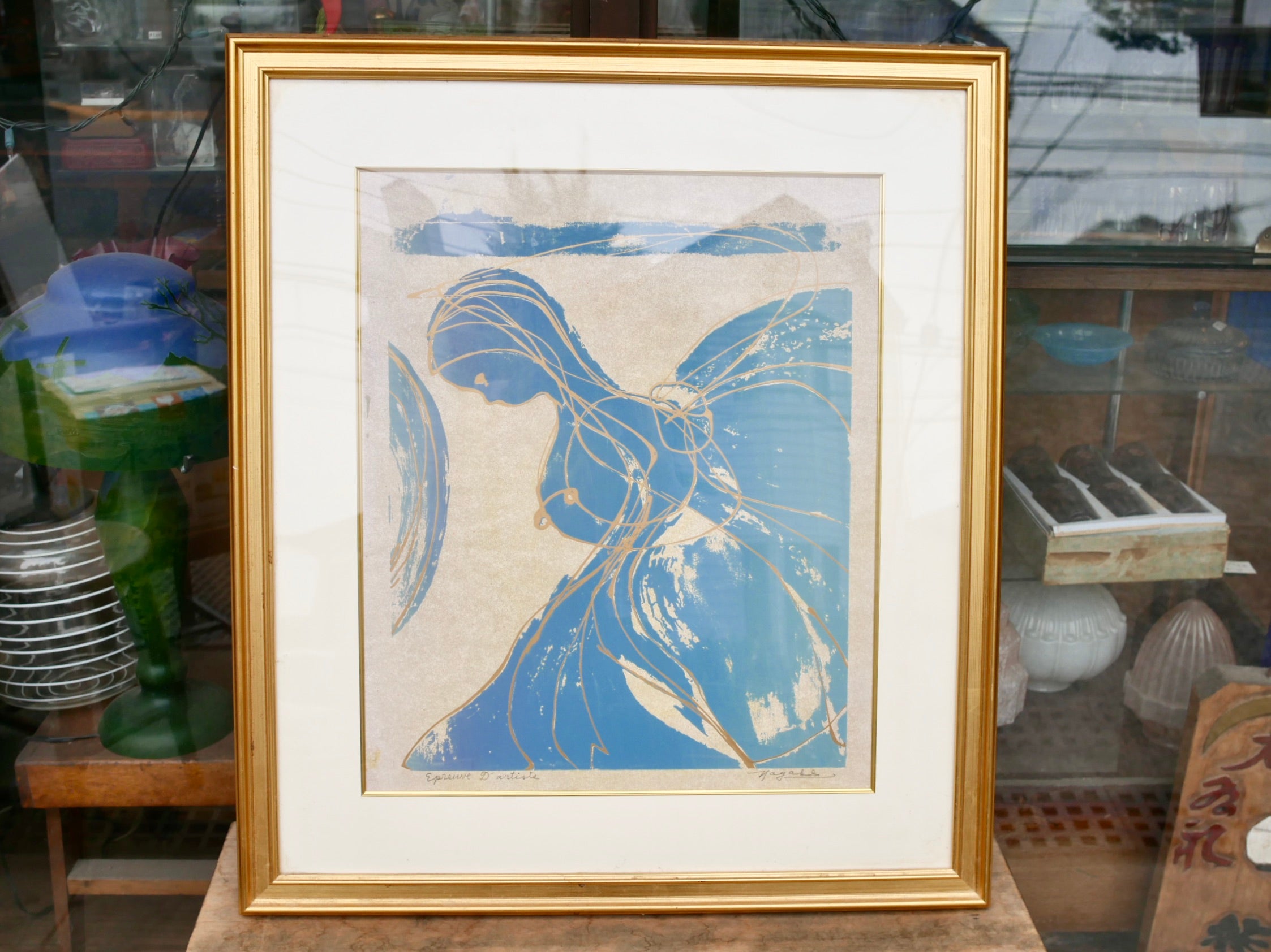 永瀬義郎【もの想う天使】シルクスクリーン 額装 – smileantiques