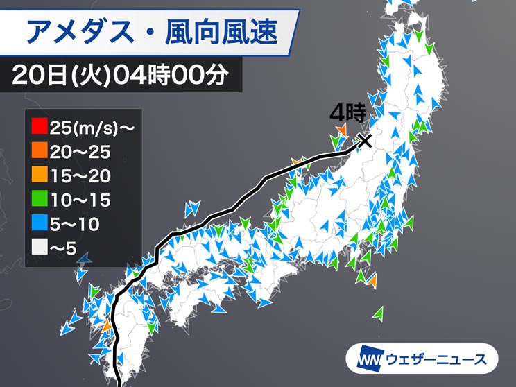 台風14号 新潟県新潟市付近に再上陸 中心から離れた広範囲で風雨強まる