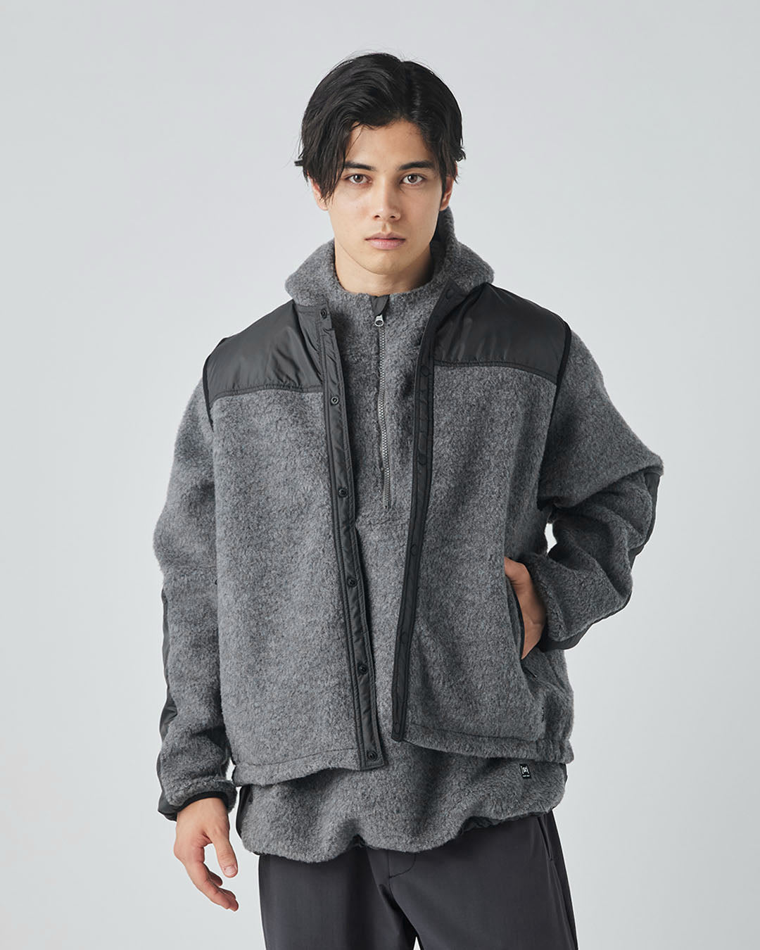 OUTLET】JP ウールフリース クルーネック リバーシブル ベスト(ユニ