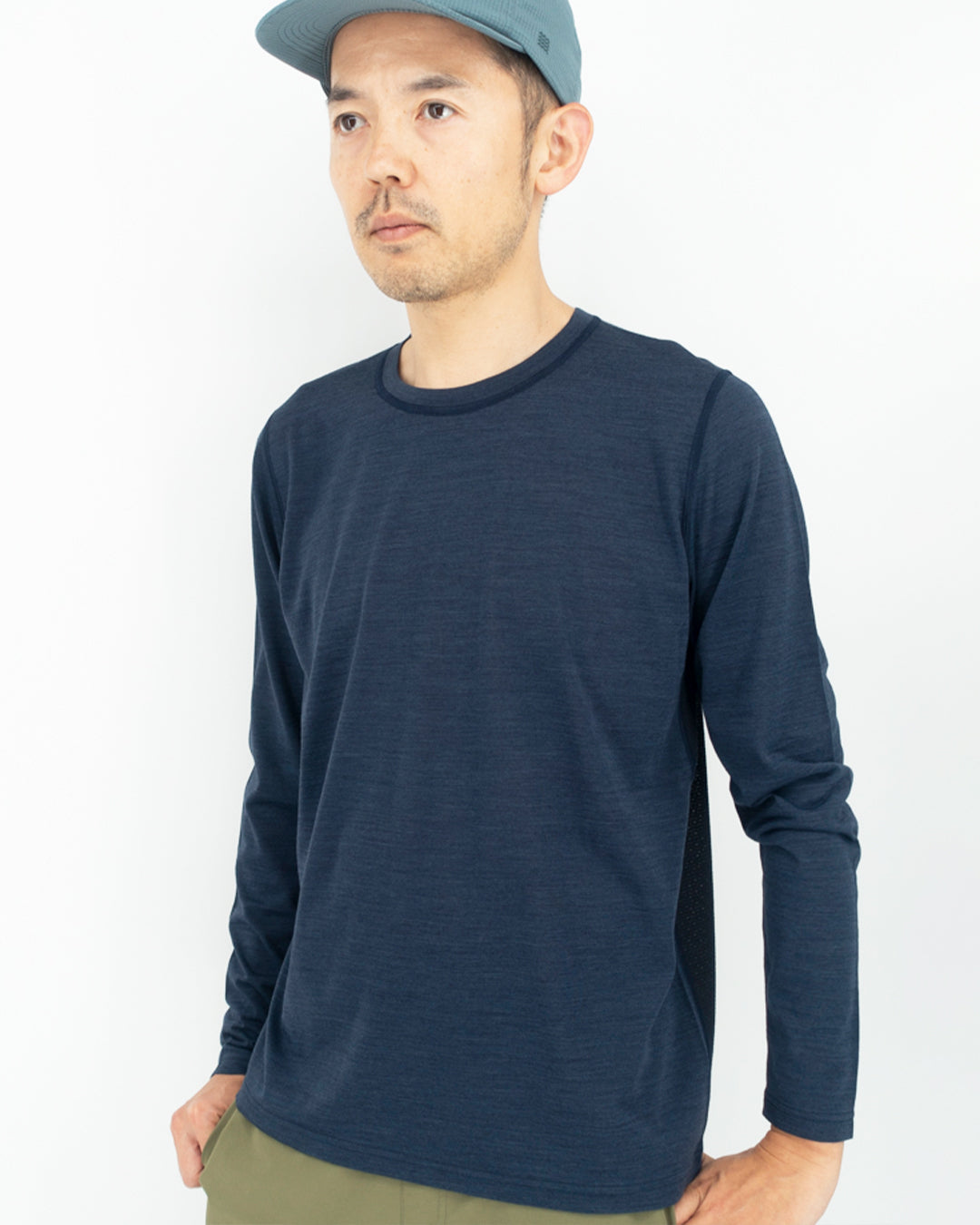 山旅×[sn] レギュラーフィット バックメッシュ ロングスリーブ Tシャツ