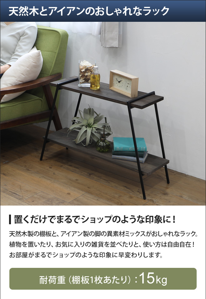 アイアンレッグラック 2段 オープンラック 観葉植物 収納 棚 おしゃれ