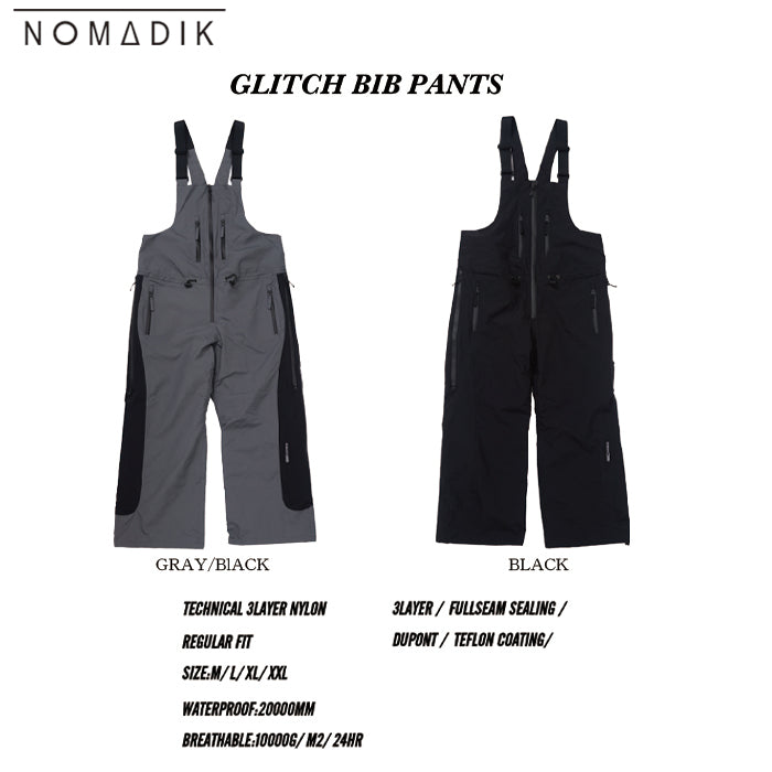 スノーボード ウェア ノマディック NOMADIK GLITCH BIB PNT GY/BK 日本
