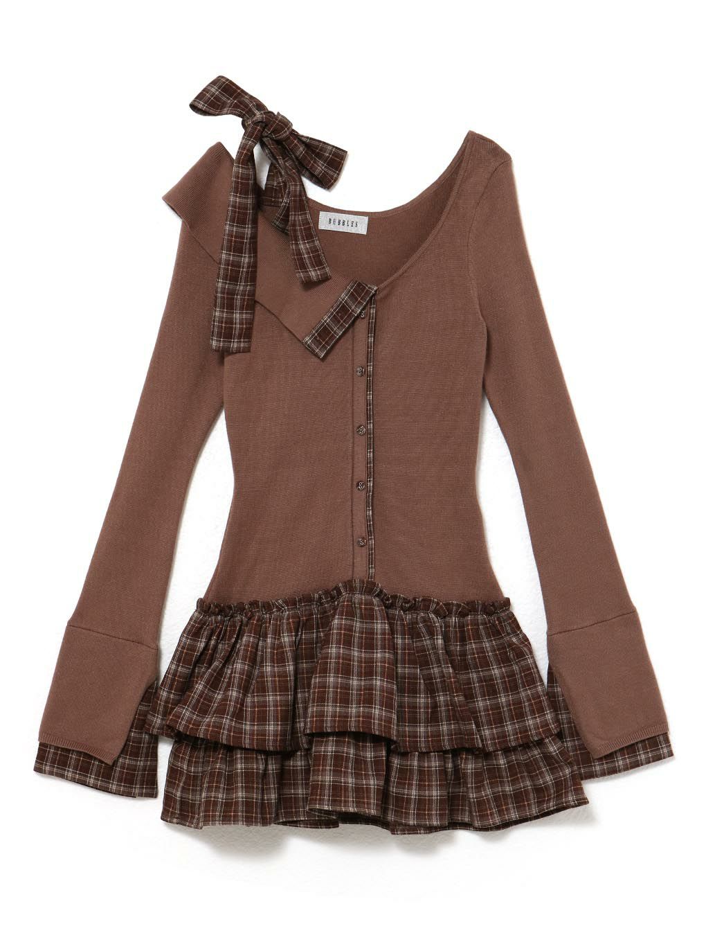 BUBBLES】チェックリボンワンショルワンピース | sparkling mall