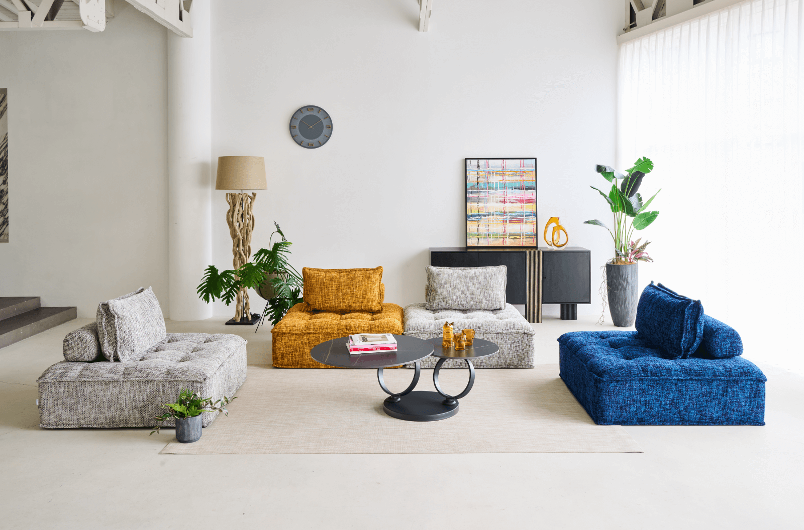 ポルトフィーノ エレメンツ ソファ ライトブルー - L型ソファー