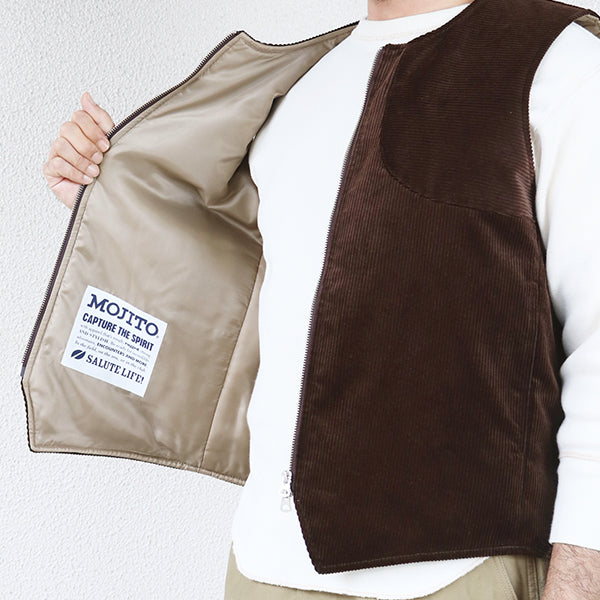 ROOM No.206 VEST/ BRISBANE MOSS CORDUROY / BROWN — SPEEDWAY