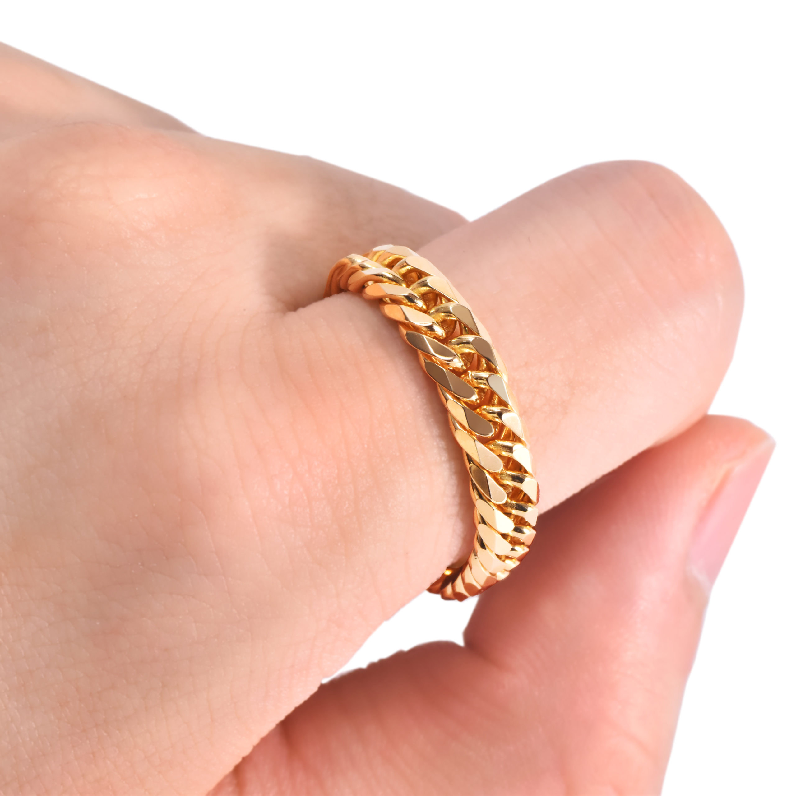 K18 18金 喜平リング 6面ダブル 4.5mm幅 ソフトタイプ チェーン | SPERANZA