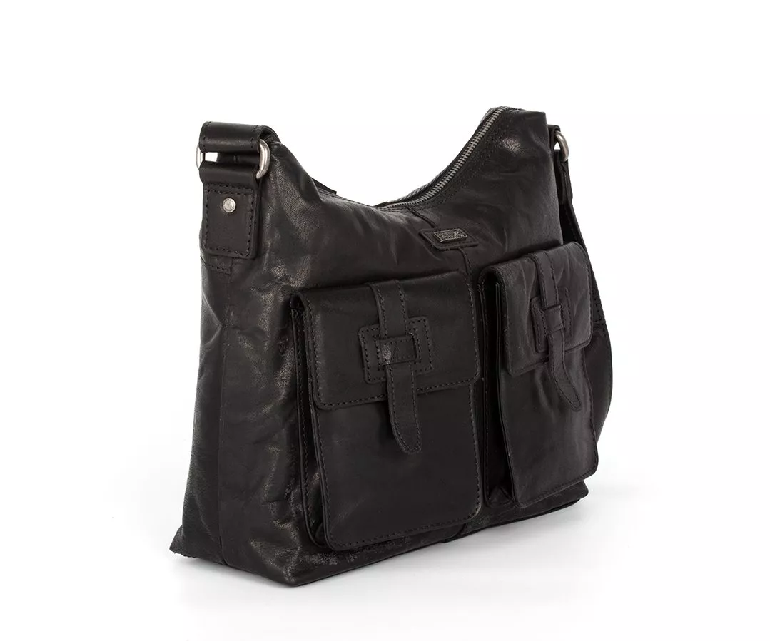 Leather Crossbody Bag - Arizona - Black