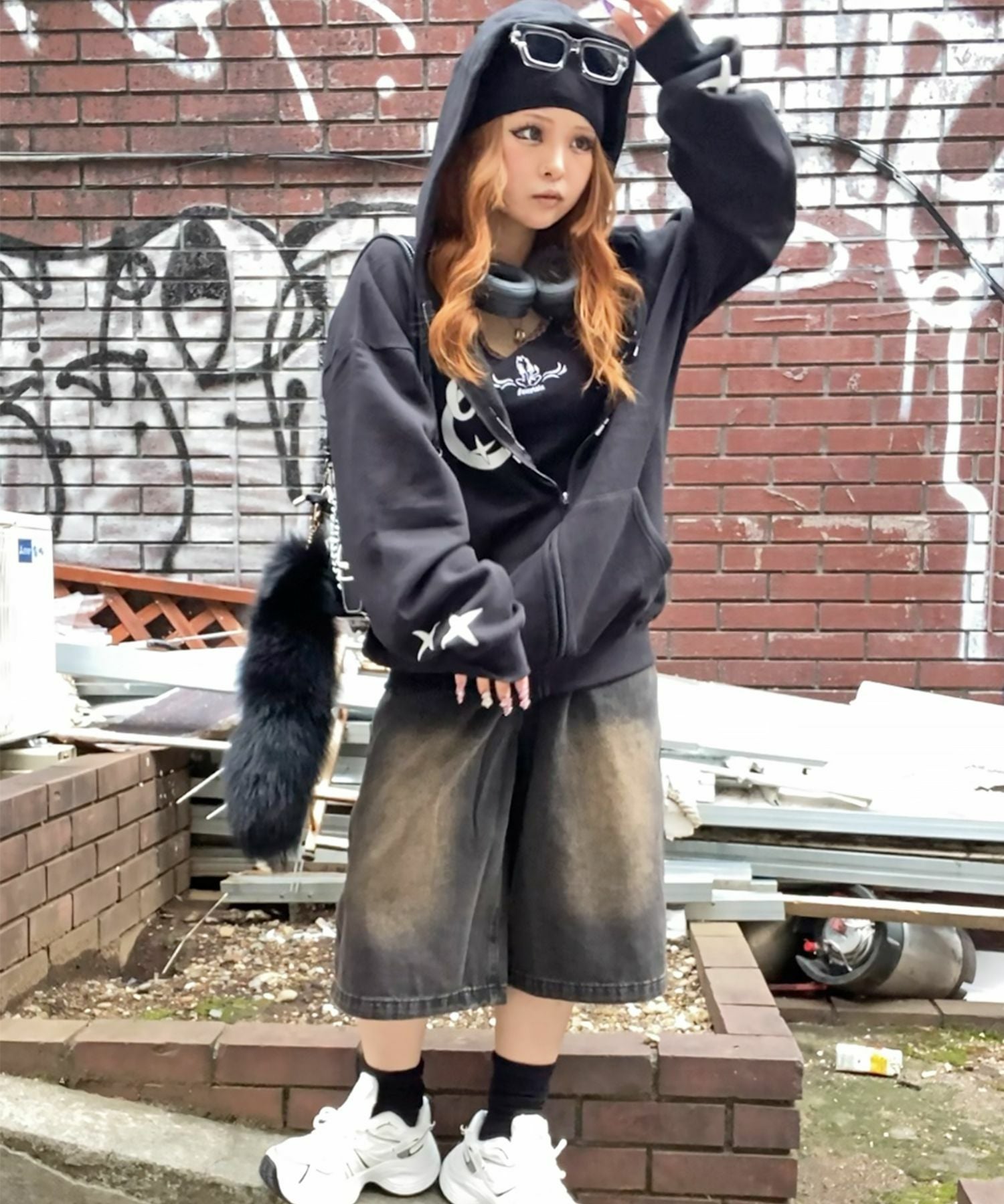 平成ギャルのおしゃれアイテム！40cmフェイクファーしっぽキーホルダー