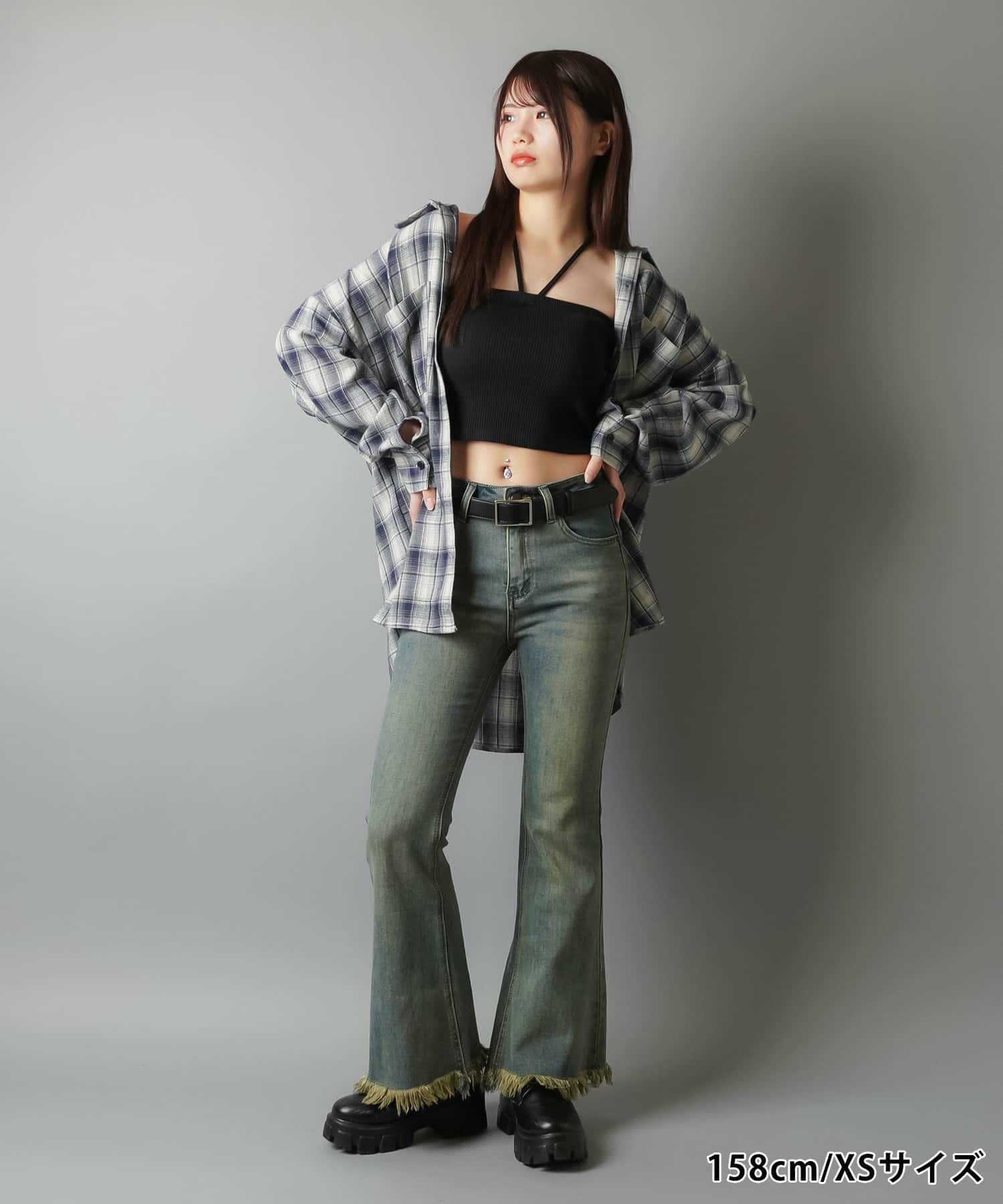 ギャル感全開のデニムフリンジフレアパンツ｜SPINNS(スピンズ)公式通販