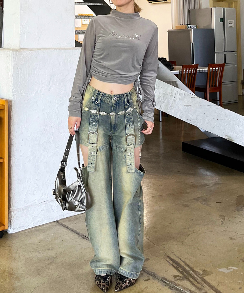 ベルトデザインサイドカットデニム｜SPIRALGIRL スパイラルガール 商品