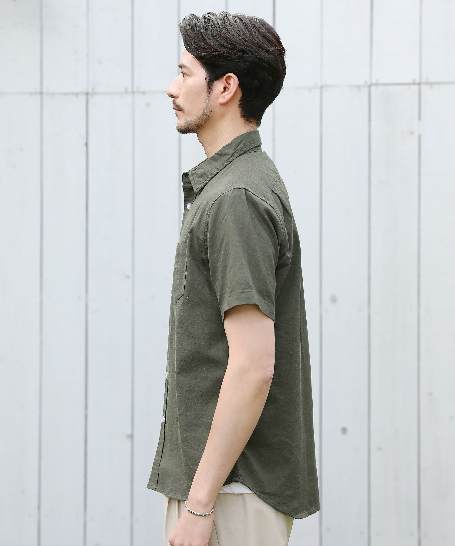 先染め綿麻ストレッチレギュラーカラー半袖シャツ | 【公式】SPU スプ