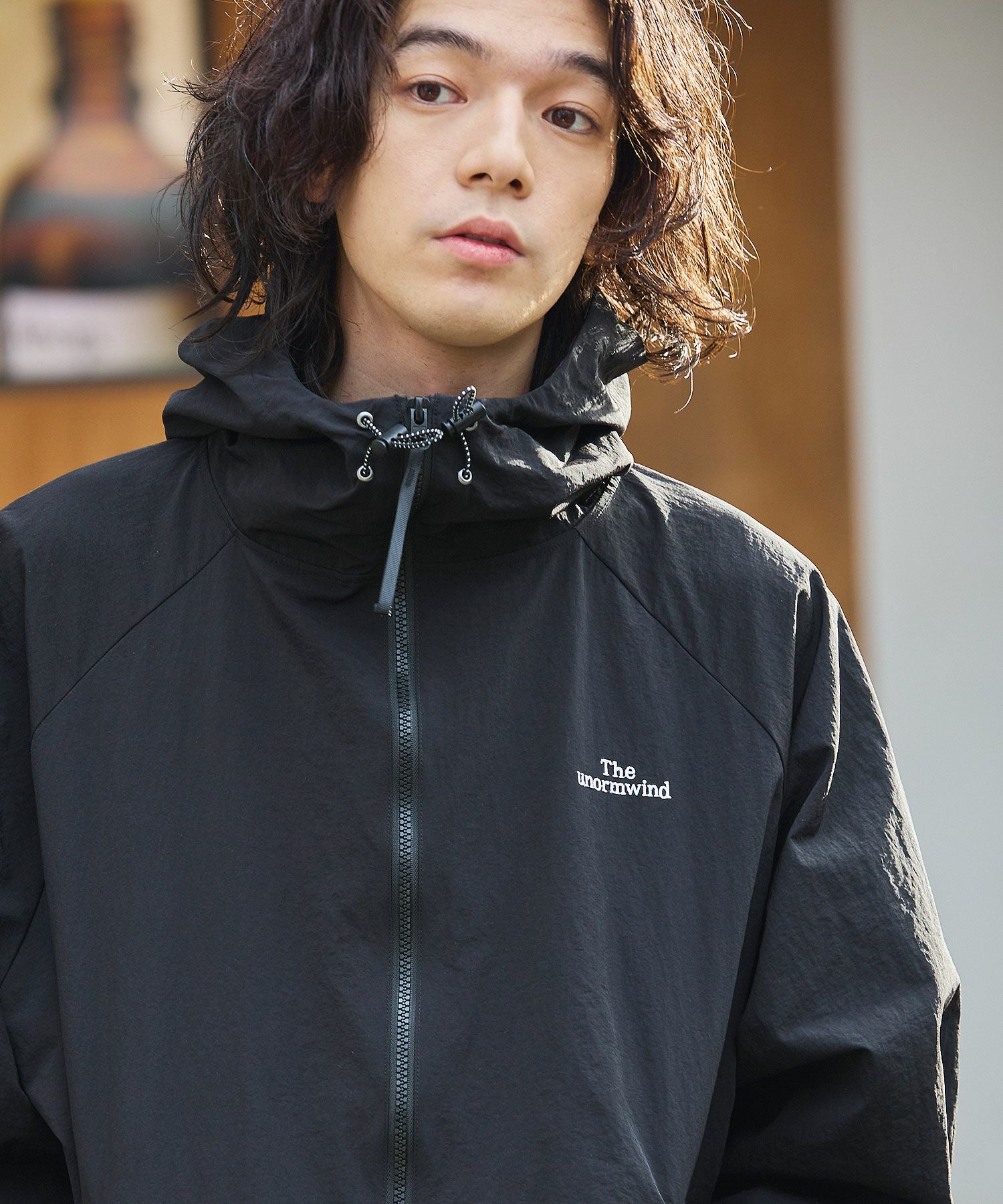 ロゴ刺繍テックナイロンダブルジップドローコードマウンテンパーカー