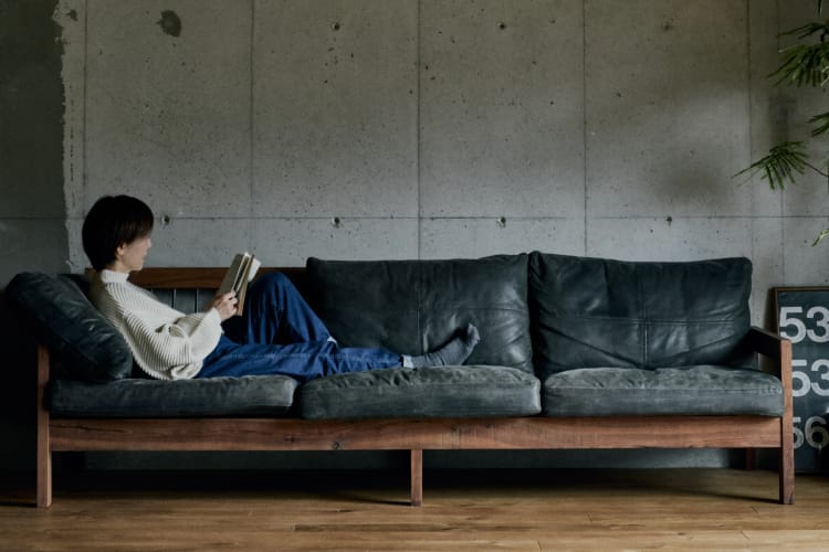 無垢材/アイアンフレームのソファ【GRID SOFA】 | オーダー家具や