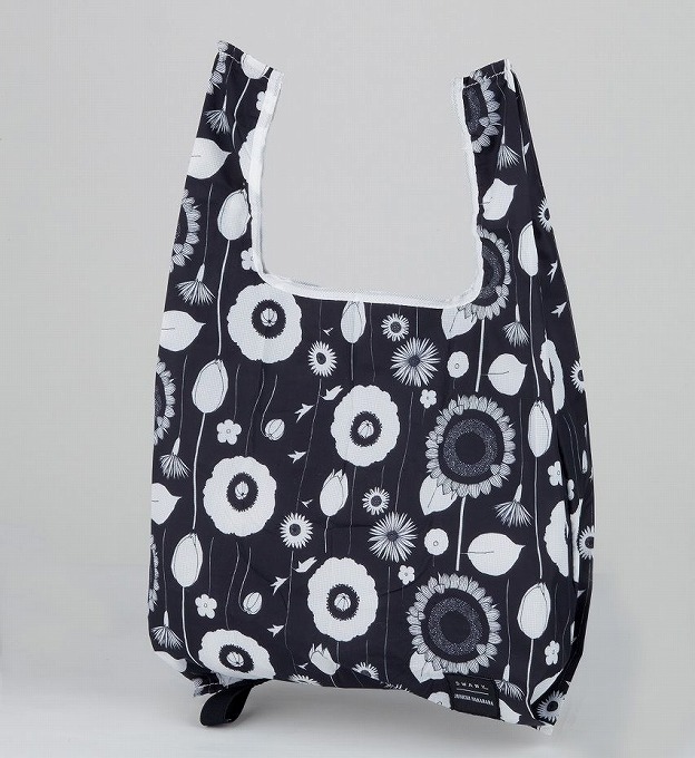 A-479 中原淳一コラボ エコバッグフラワー (M) ブラック| キャリー