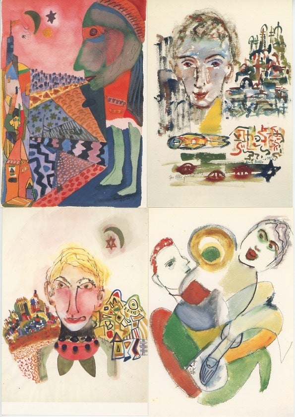 Six color postcards reproducing paintings by Henry Miller | Henry