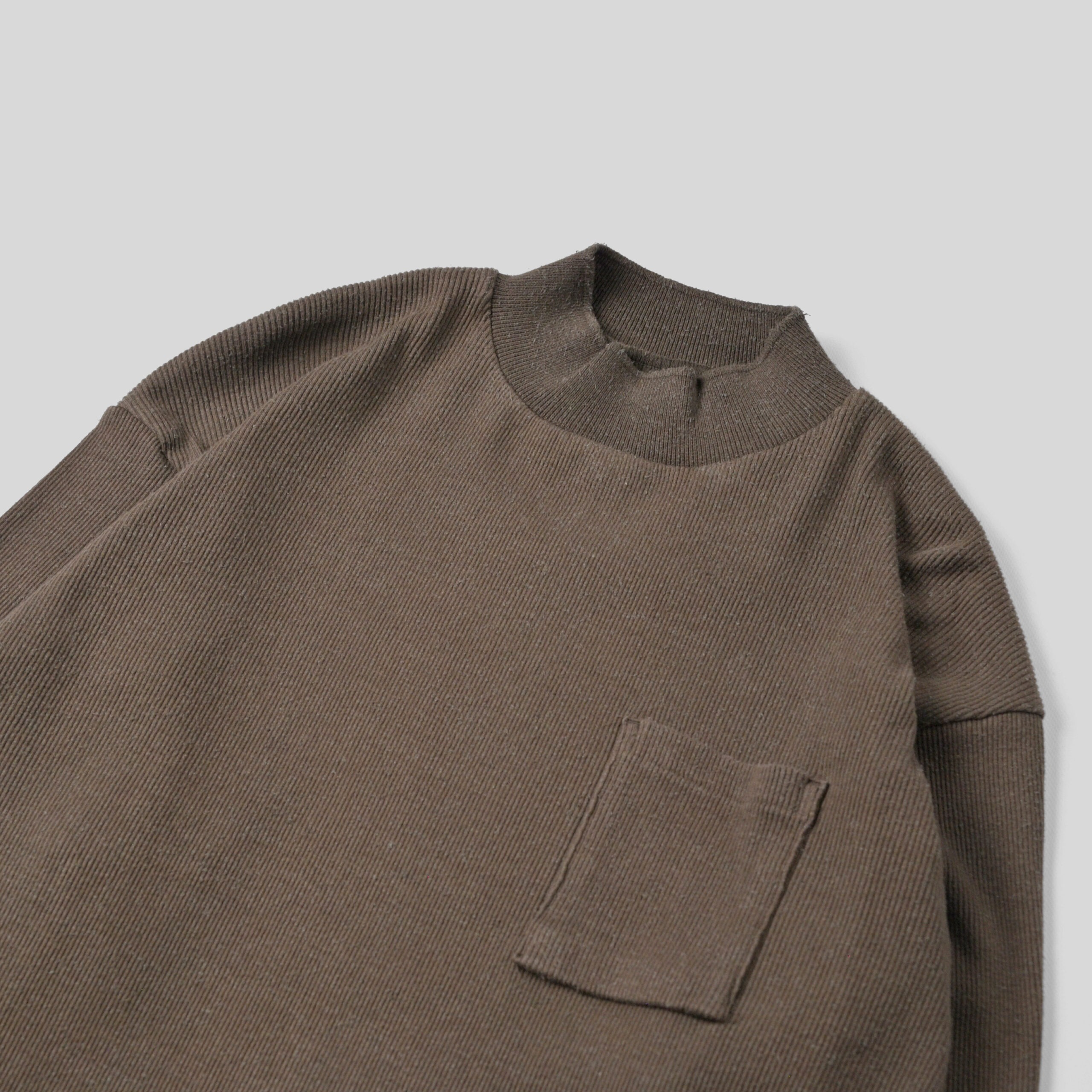 OLD JOE｜MOCK-NECK SILK NEP RIBED TOPS- STOTELA clothing store