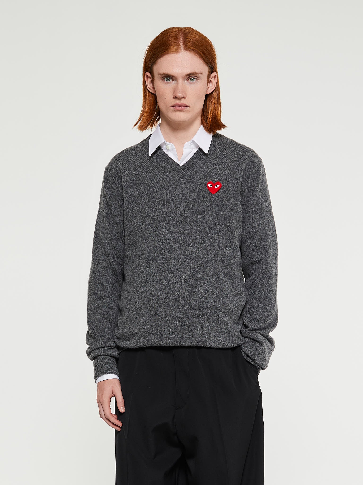 Comme des Garçons PLAY - Red Heart Sweater in Grey – Stoy