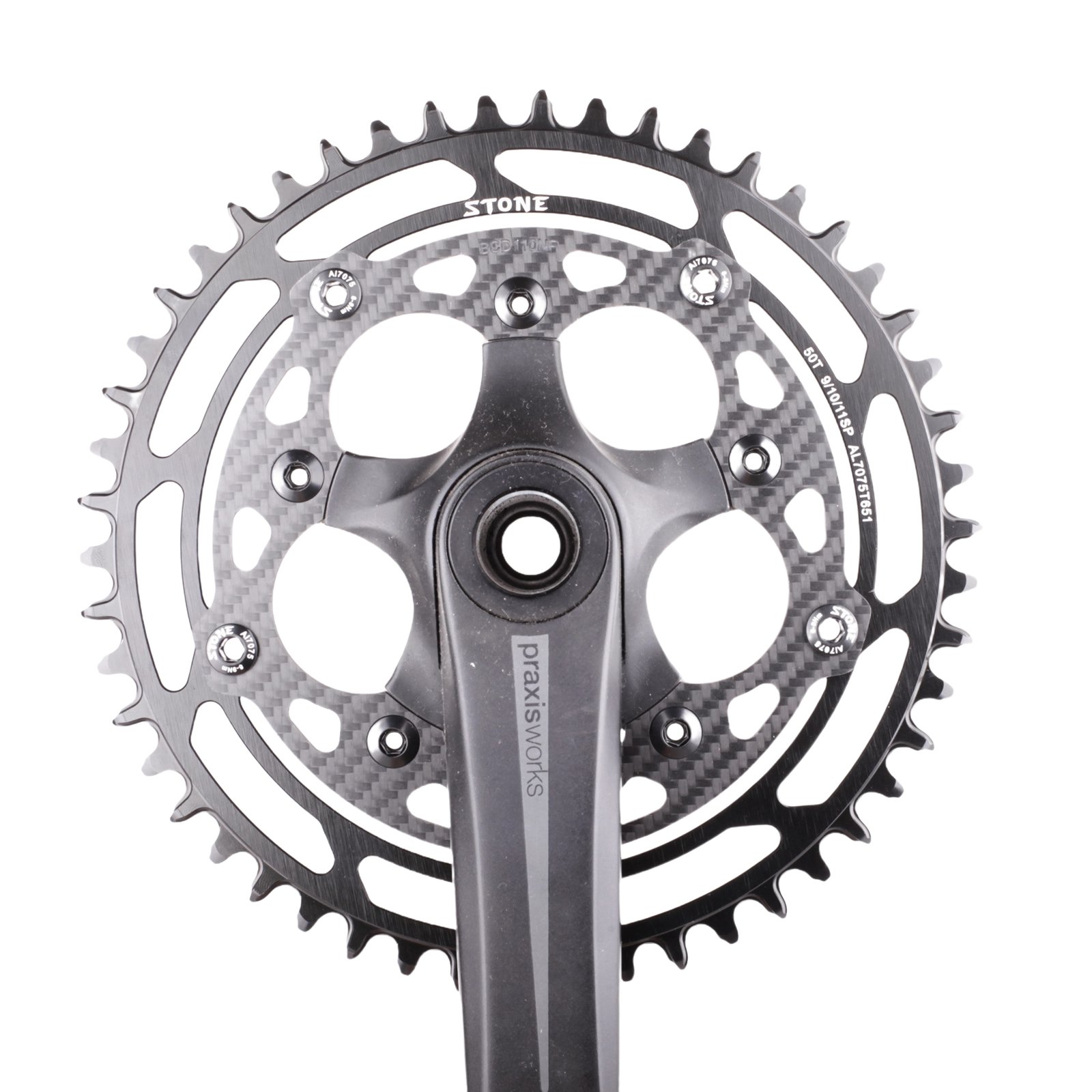 Stone ラウンドチェーンリング インナーオフセット カーボン 110BCD