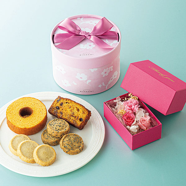 パティスリー キハチ プリザーブドフラワー＆焼菓子アソートBOXセット