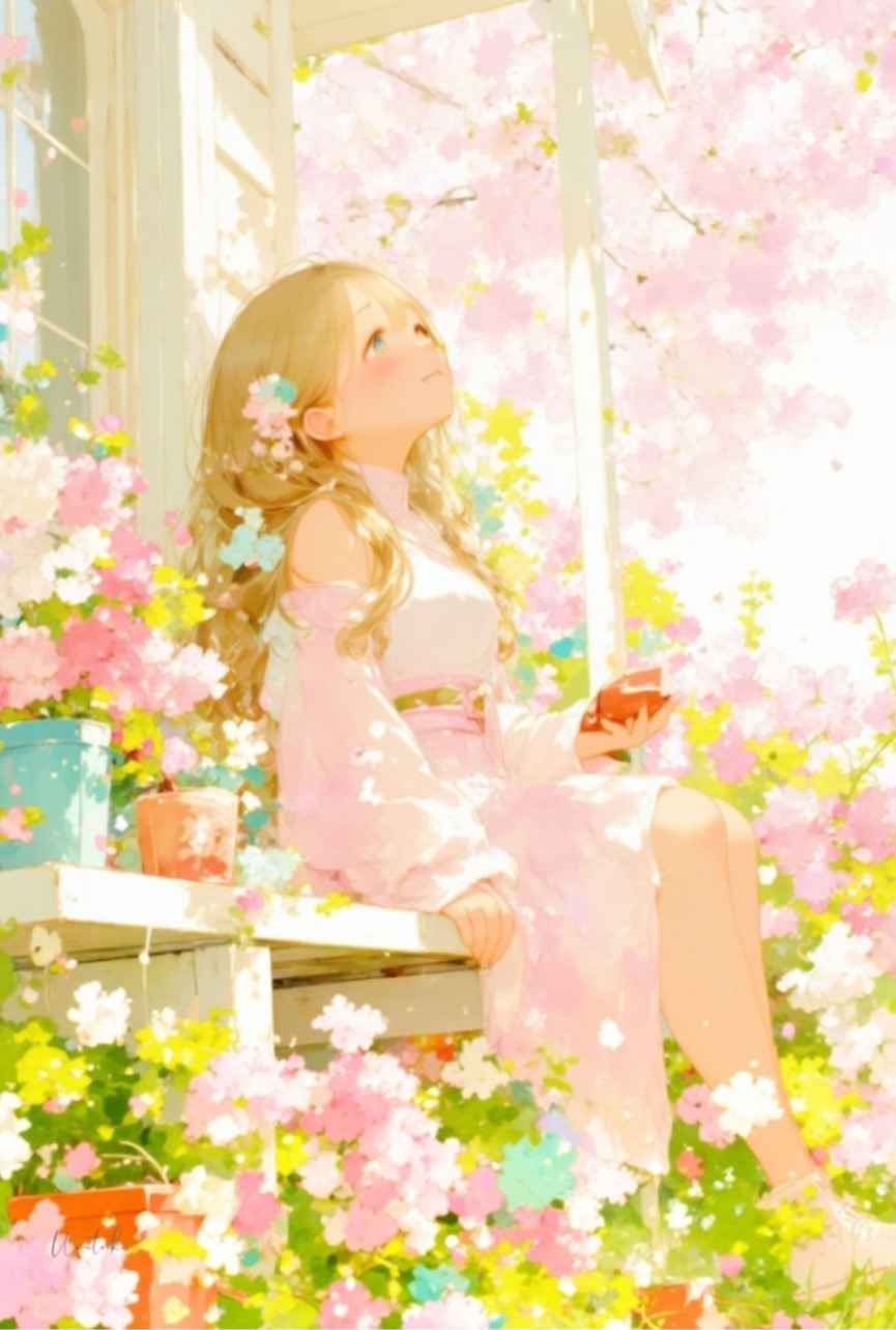 オリジナルAIイラスト水彩風女の子ポストカード5P ③ ※プレゼント