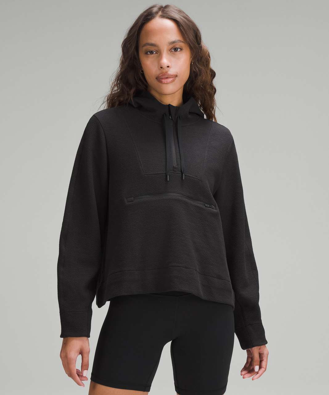 Lululemon Textured Half-Zip Hoodie - Black - lulu fanatics