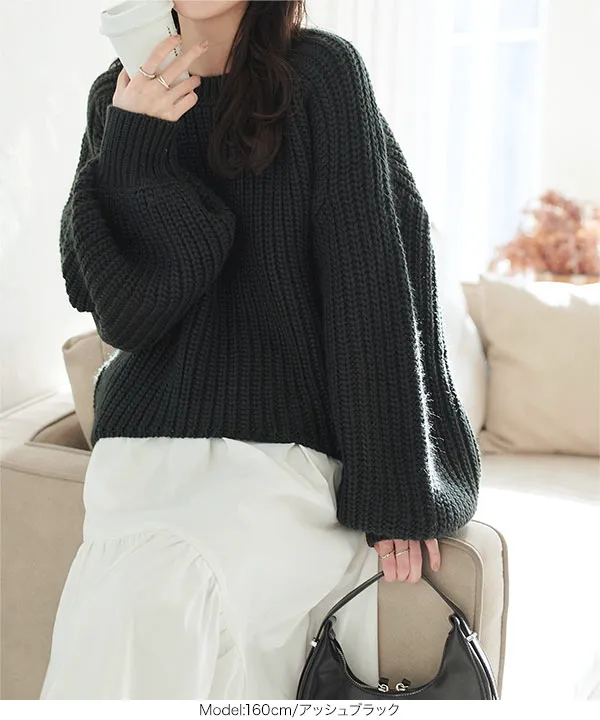 ローゲージボリュームスリーブニットトップス [C6294] | SALE