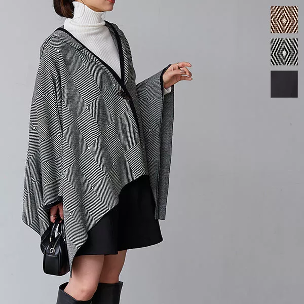 フーディニットポンチョコーディガン [C6305] - レディース