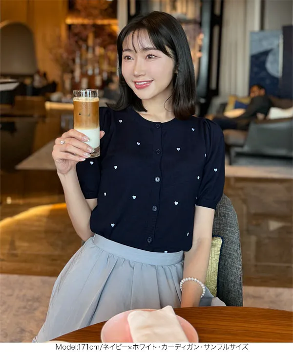 Nanaさんコラボ ] ハート刺繍ニットトップス [C6977] - レディース