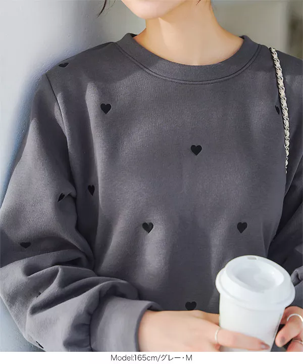 裏起毛 ハート刺繍トップス [C6984] - レディースファッション通販