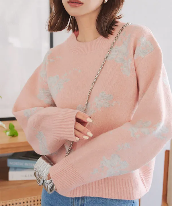 花柄もっちもちニットトップス [C7192] - レディースファッション通販