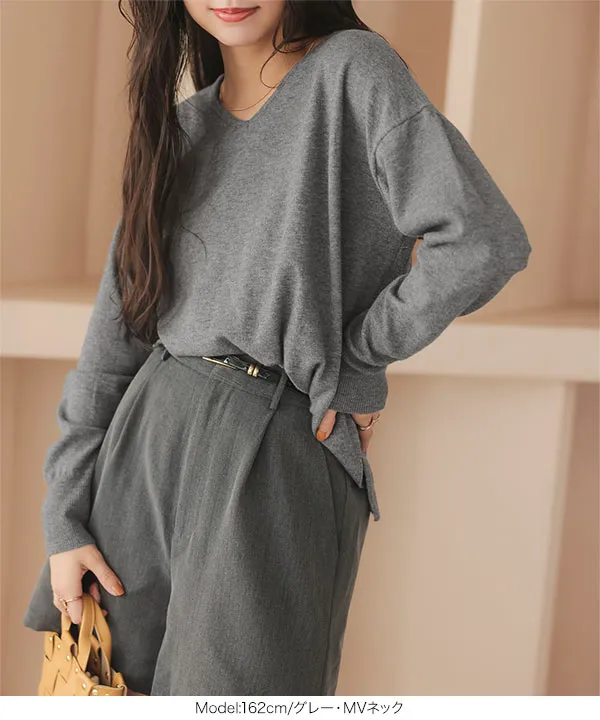 M L XL 選べるネック ] メルティベーシックニット [C7211