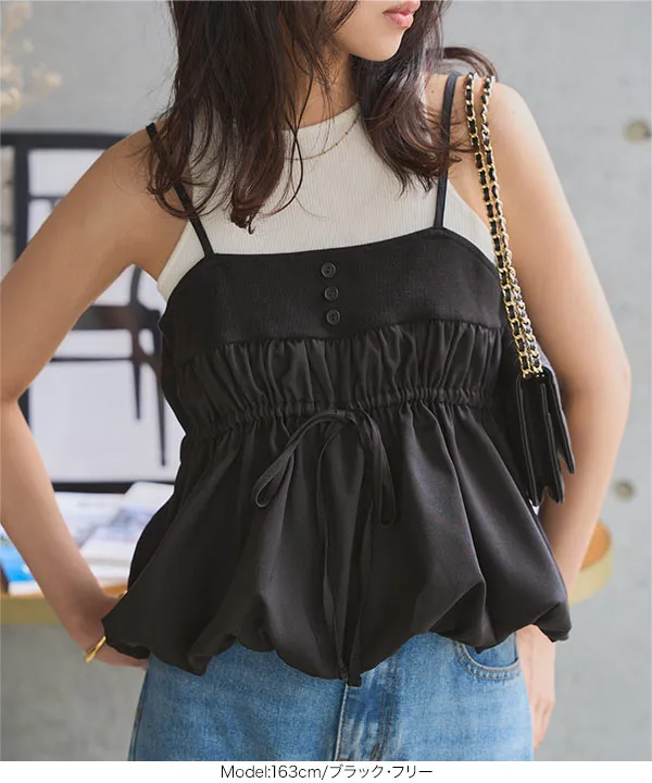 リブ切り替えバルーントップス [C7630] - レディースファッション通販