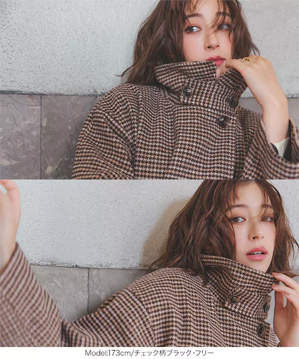 ケープ取り外し2wayスタンドカラーロングコート [K1258] - レディース