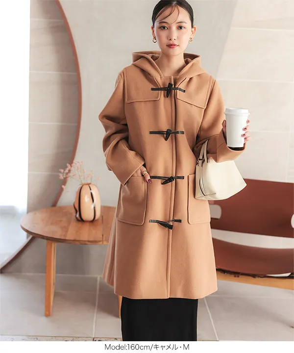 M L ] ストレッチダッフルコート [K1311] - レディースファッション