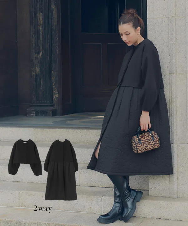 2wayフェイクウール×キルティングコート[K1312] - レディース