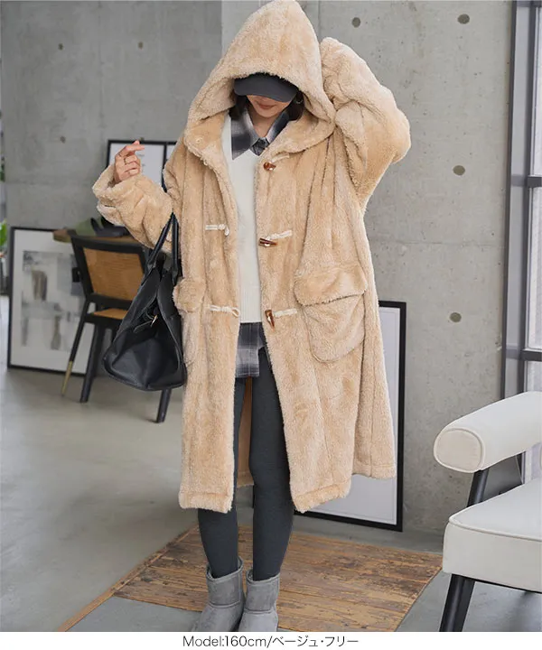 ファーフリースダッフルコート [K1384] - レディースファッション通販
