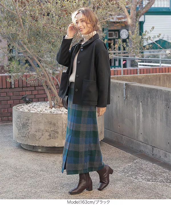 ツイードフェイクウールショートコート [K888] - レディース