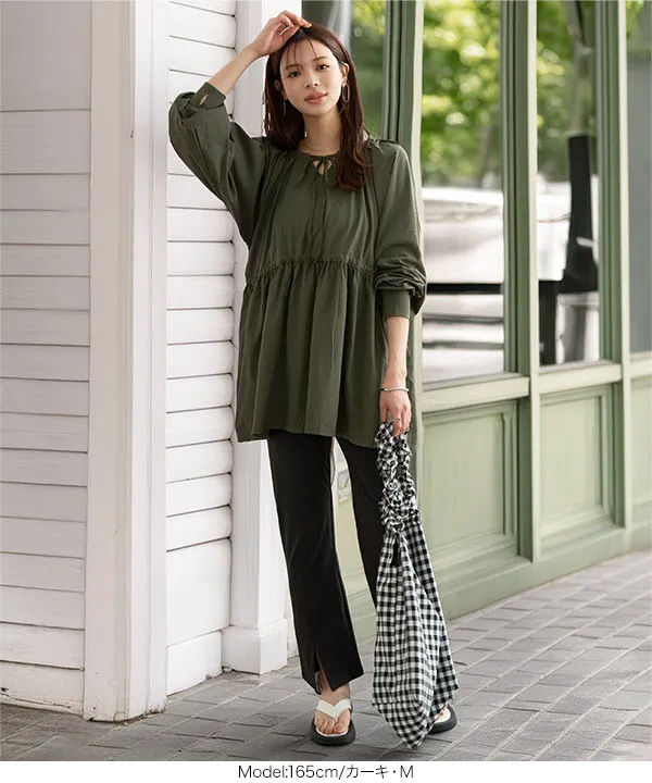 ラッシュガード ] 2点セット前後2wayトップス×裾スリットスリムパンツ