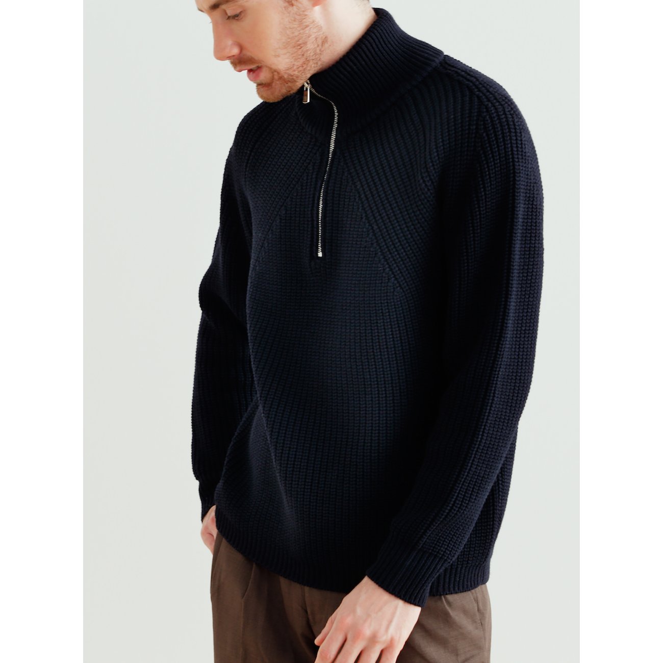 BATONER / バトナー | 片畦ハーフZIPプルオーバー (メンズ) - Black