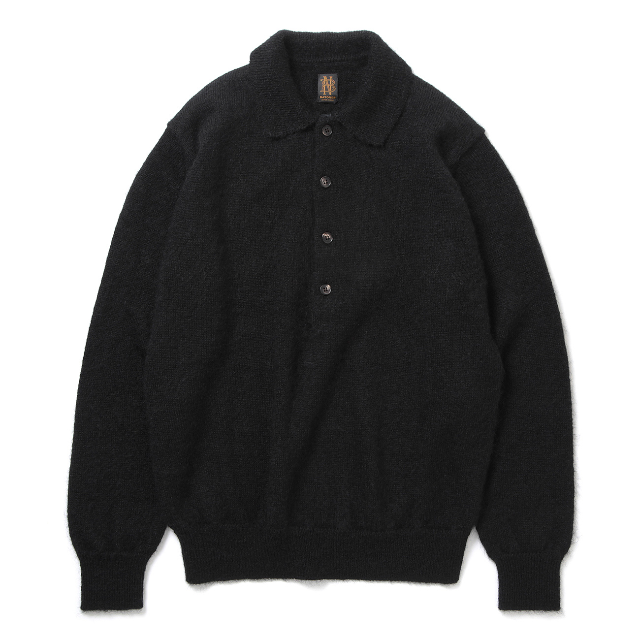 BATONER / バトナー | PURE MOHAIR100% POLO (メンズ) - Black | 通販