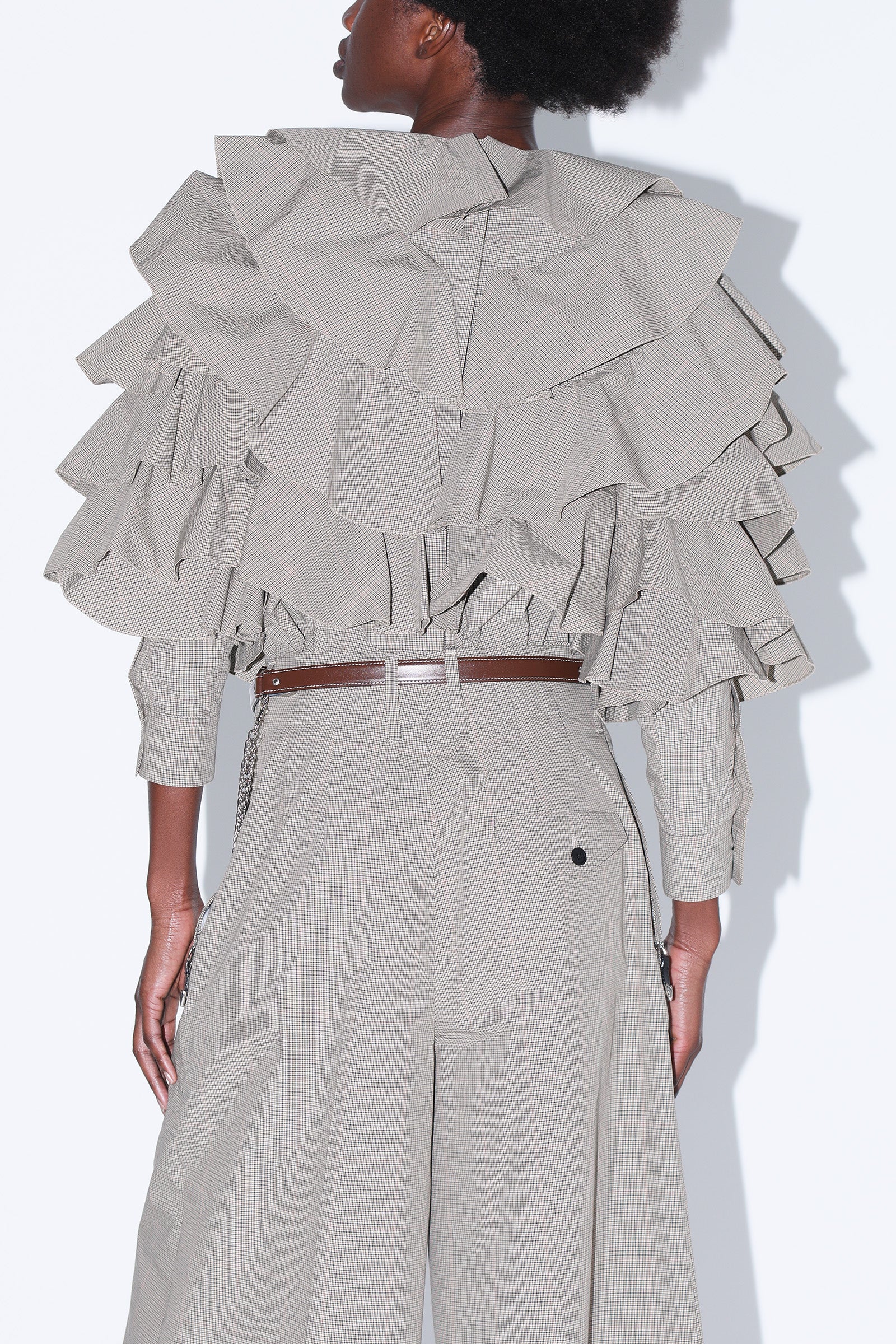 TYPEWRITER CHECK FRILL BLOUSE – TOGA ONLINE STORE