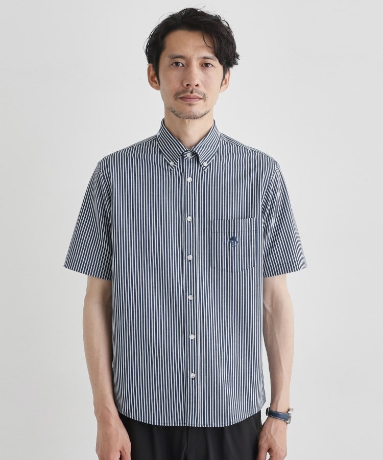 COOL CITY WEAR】ストライプジャージ ボタンダウンシャツ /接触冷感