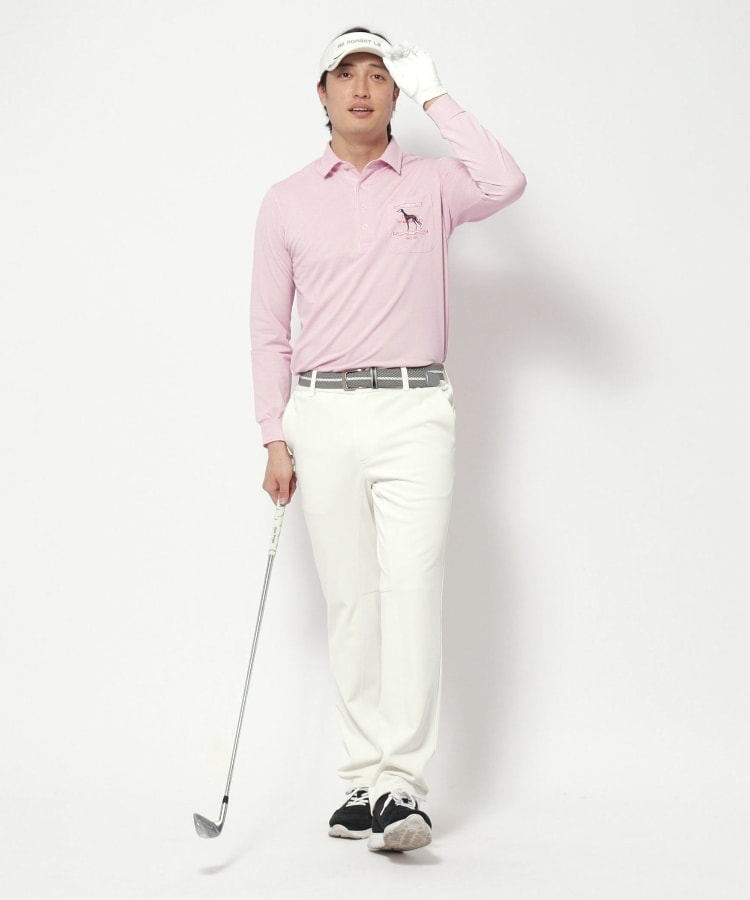 UVカット/吸水速乾 シャンブレーストライプ長袖ポロシャツ（カットソー